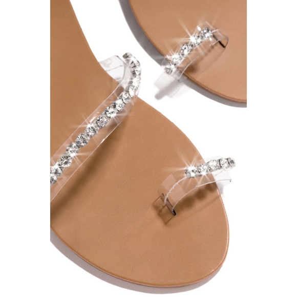 𝙍𝙀𝙎𝙏𝙊𝘾𝙆𝙀𝘿🖤Gems Jeweled Clear Strap Sandal - Picture 6 of 8